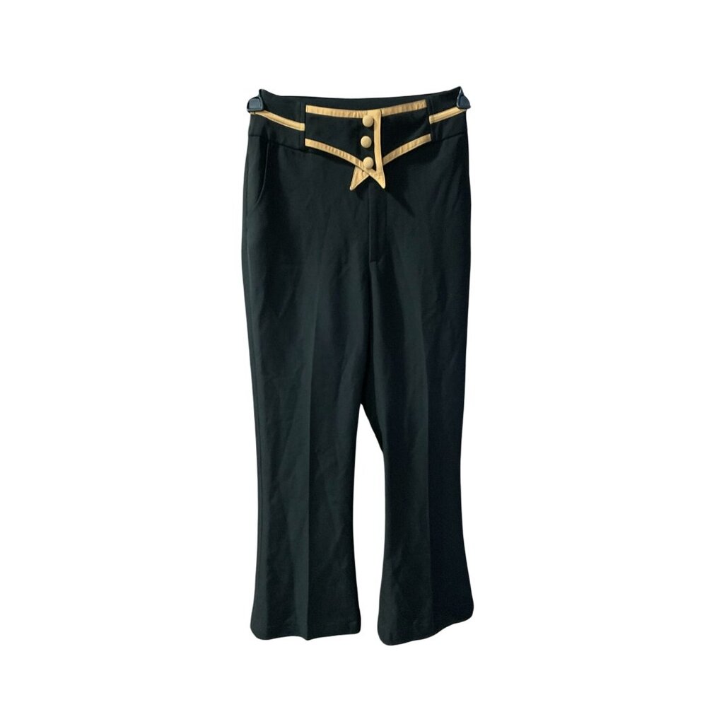 Tram Boutique Girls Size Large Black Tan 3 Button Dress Pants Trouser Flare Leg